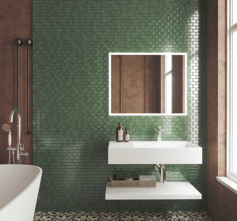 CastelloUSA Anacleto Ceramic Pressed 1"x2" Mosaic Tile, Green