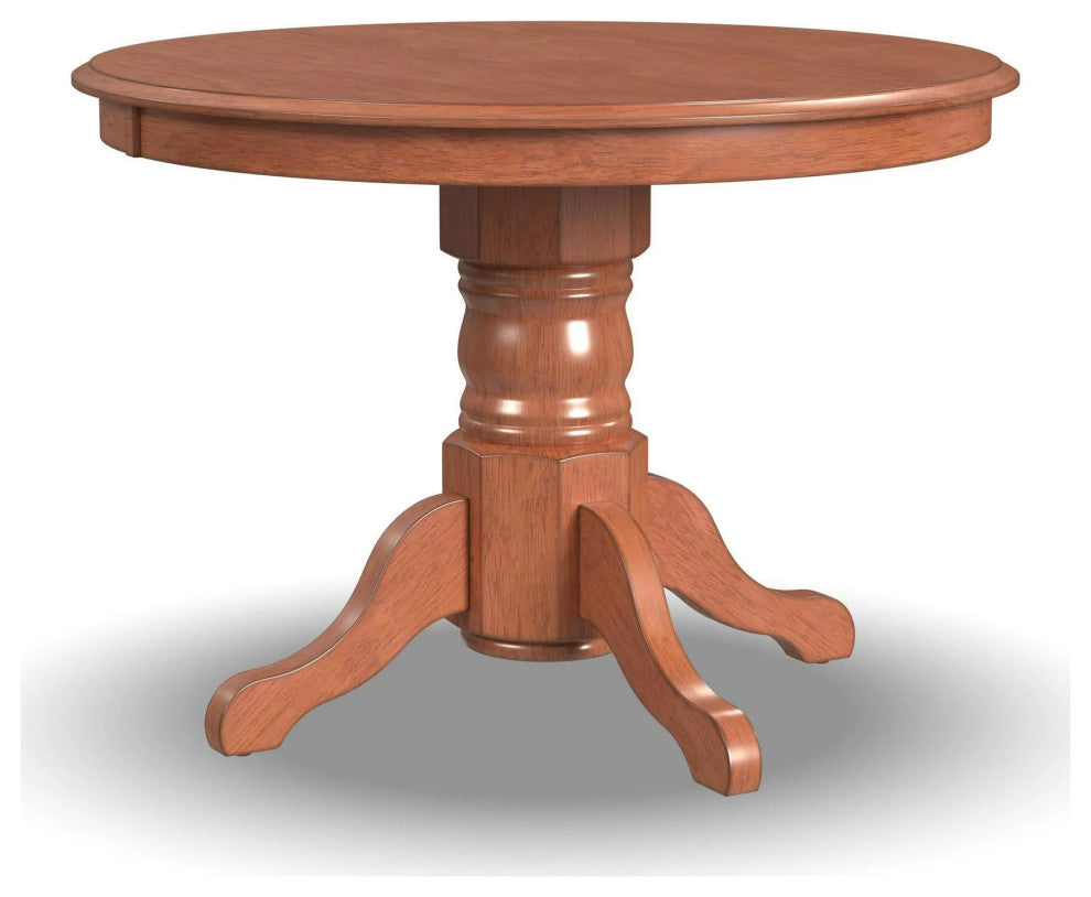 Classic Dining Table, Hardwood Frame With Pedestal Base & Round Top, Cottage Oak
