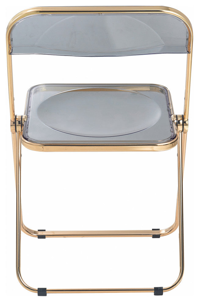 Lawrence Acrylic Folding Chair With Gold Frame, Transparent Black