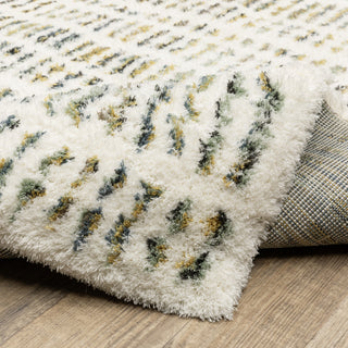 Greer Modern Dashed Lines Ivory/ Multi Area Rug, 6'7" X 9'6"