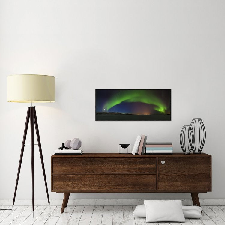 "Northern Lights" Framed Canvas Giclee by Roy Samuelsen, 41x17"