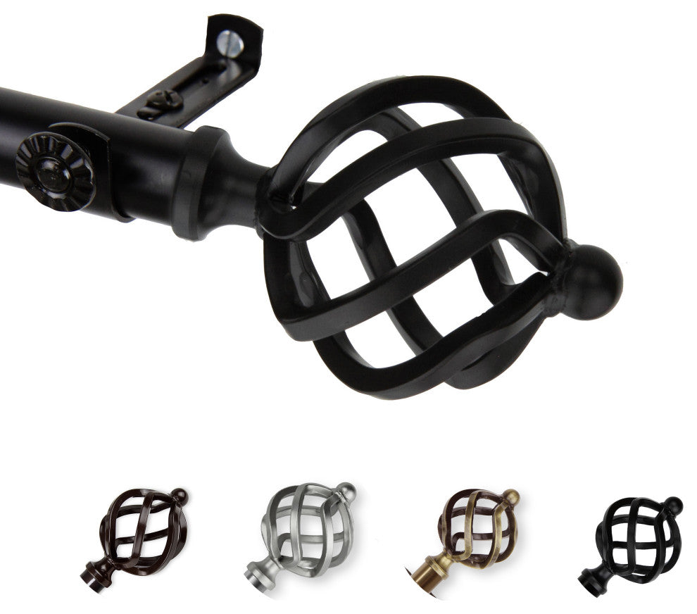 Twist Curtain Rod, Black, 18-28"