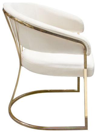 Solstice Dining Chair, Cream Velvet With Polished Gold Metal Frame