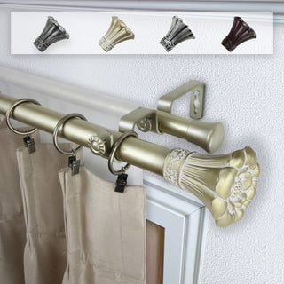 Dakota 1" Double Curtain Rod, Light Gold, 28-48"