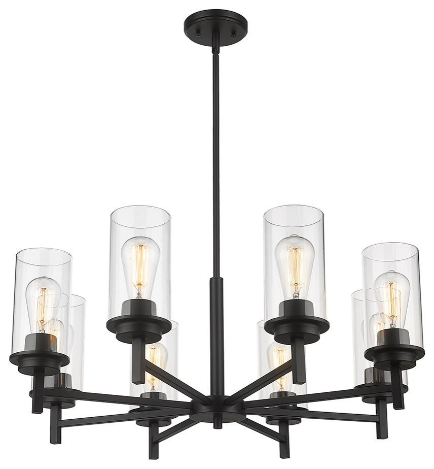 8 Light 30" Matte Black Chandelier
