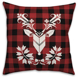 Plaid Ornamental Reindeer 18"x18" Throw Pillow