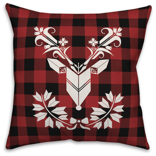 Plaid Ornamental Reindeer 18"x18" Throw Pillow