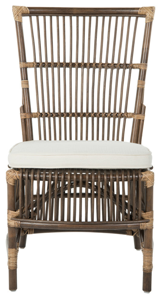 Rattan Loop Edge Dining Chair, Antique Brown, Set of 2, Side Chair