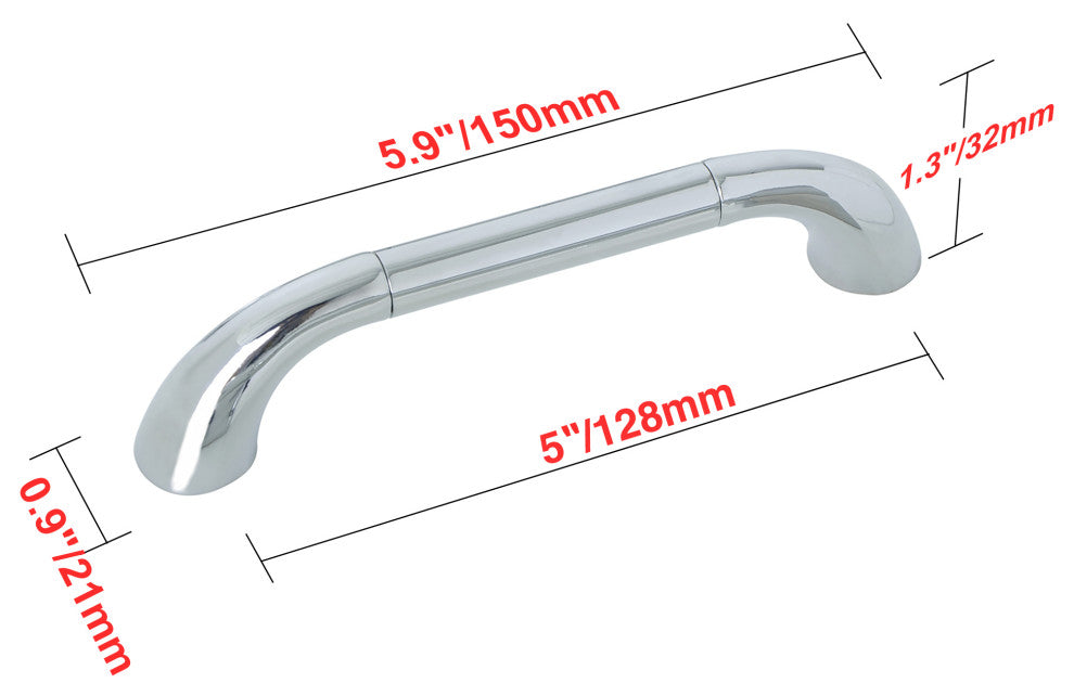 Utopia Alley Tempo Pull, Polished Chrome, 5.0", 1 Pack