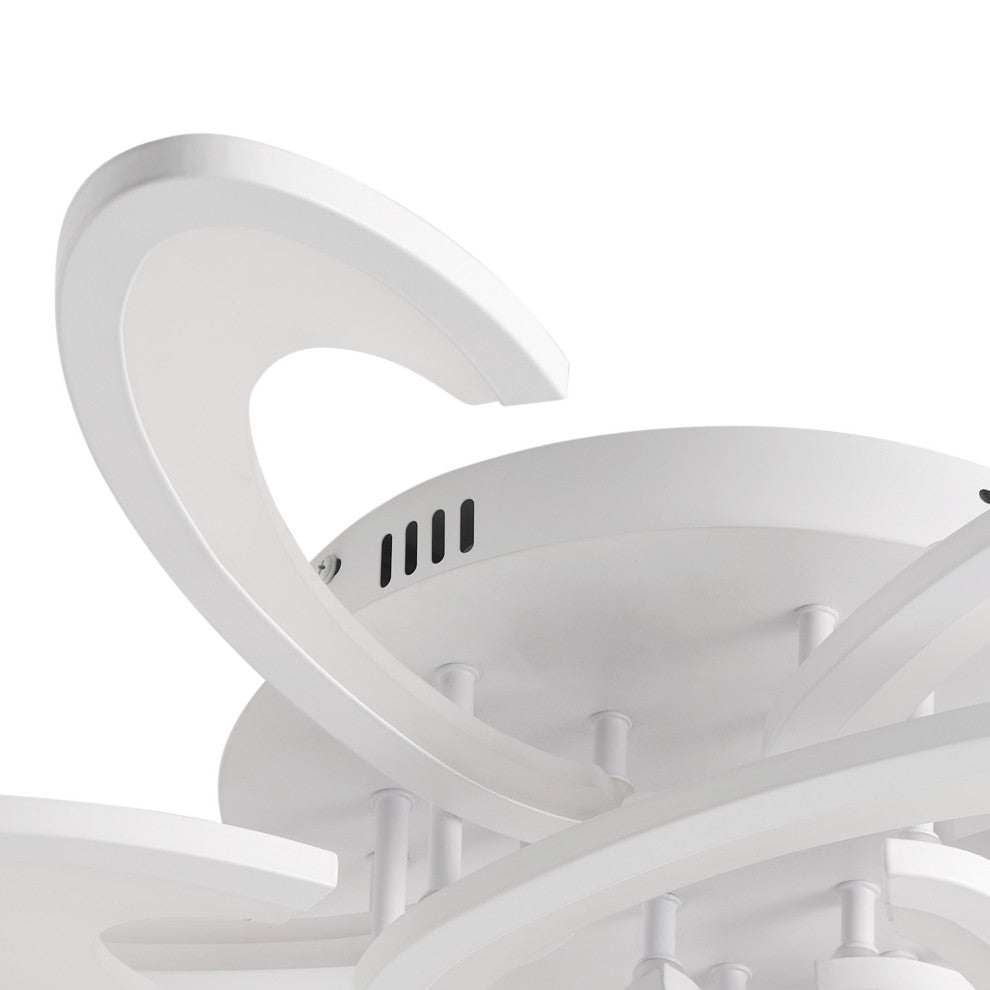White 9-Light Petal Shaped LED Semi Flush Mount Ceiling Lighting