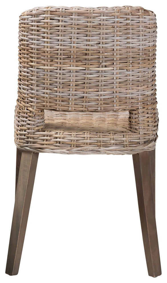 Denisse Modern Rattan and Wood Dining Chair