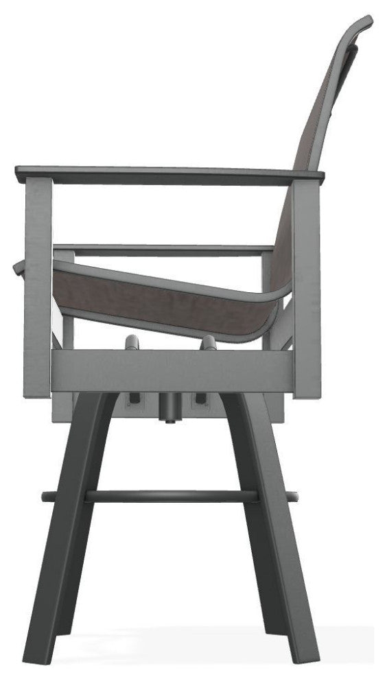 Leeward Sling Bar Height Outdoor Swivel Armchair, James/Graphite