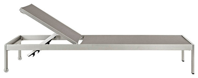Shore Chaise Outdoor Patio Aluminum Set of 4 EEI-2473-SLV-GRY-SET