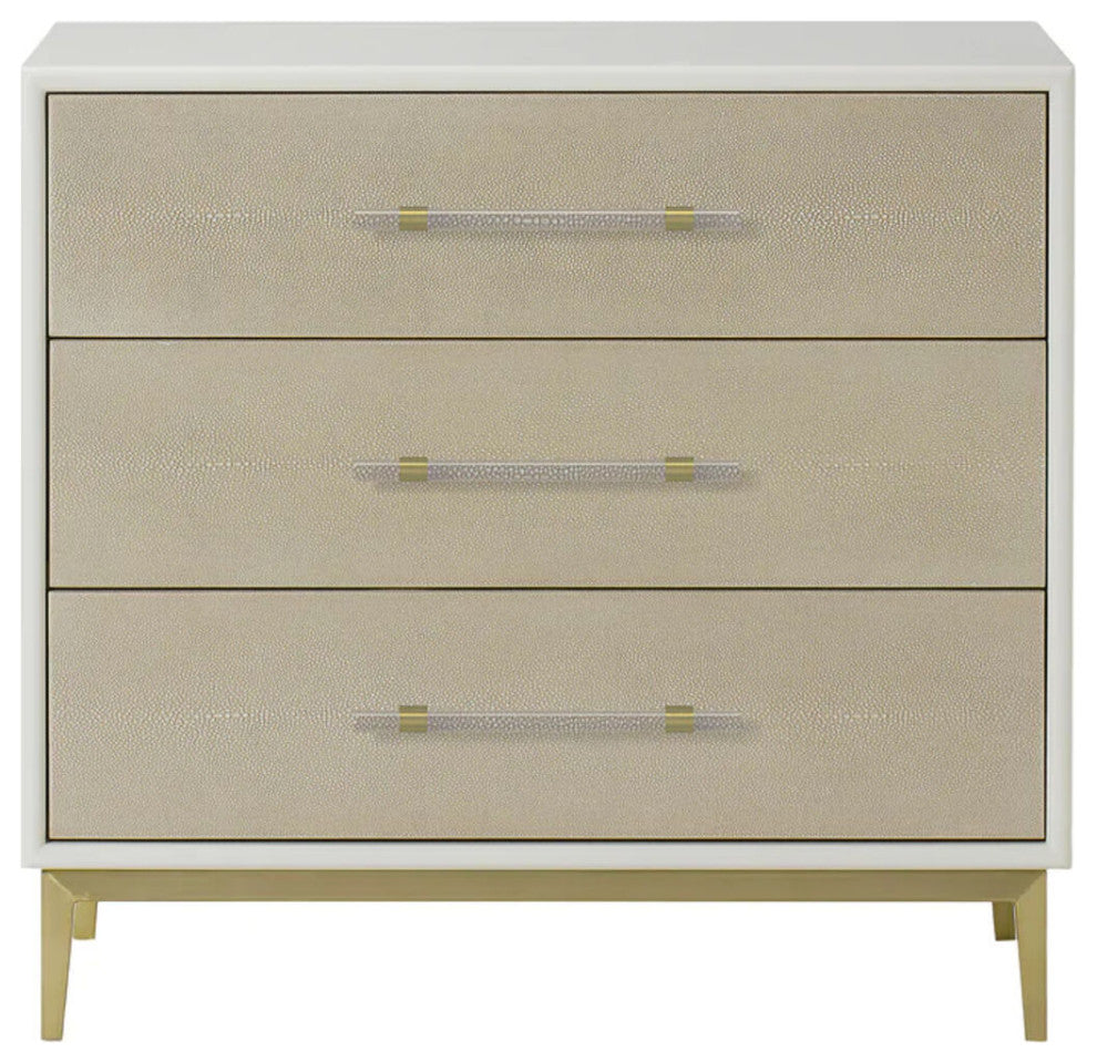 Sonder Living Alice Nightstand 3 Drawer | Emboss Faux Shagreen