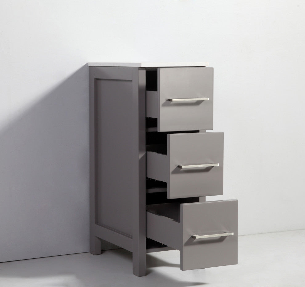 Vanity Art Single Vanity Set With Ceramic Top, 60", Gray, Standard Mirror