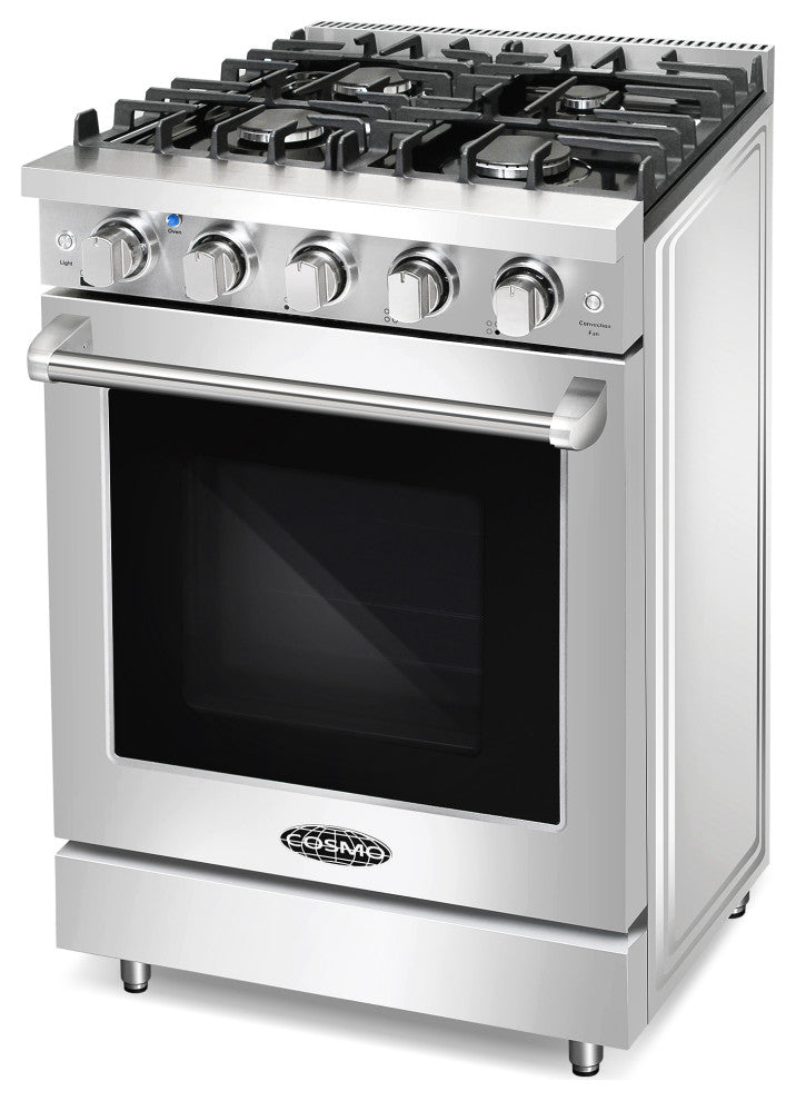 24" Slide-In Freestanding Gas Range With 4 Sealed Burners, Cast Iron Grates