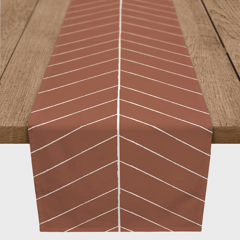 Burnt Orange Lines 16x72 Cotton Twill Runner