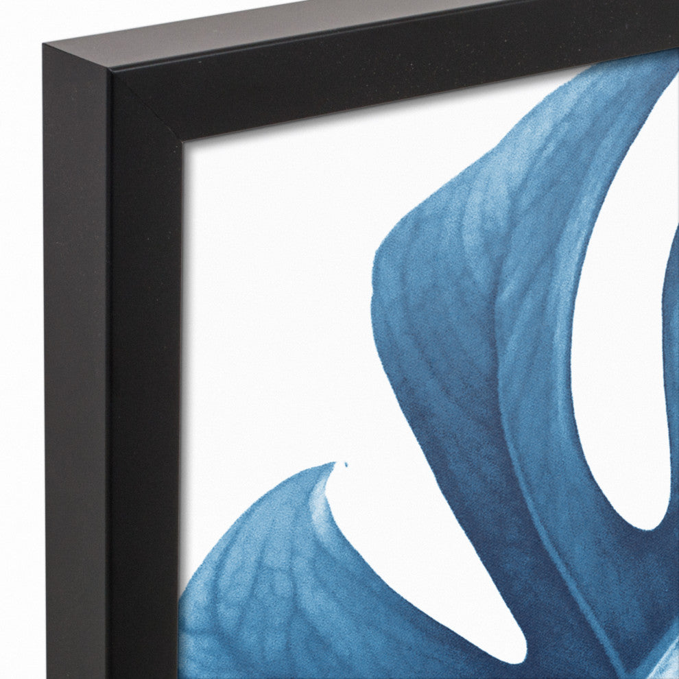 Blue Monstera 16x20 Black Framed Canvas