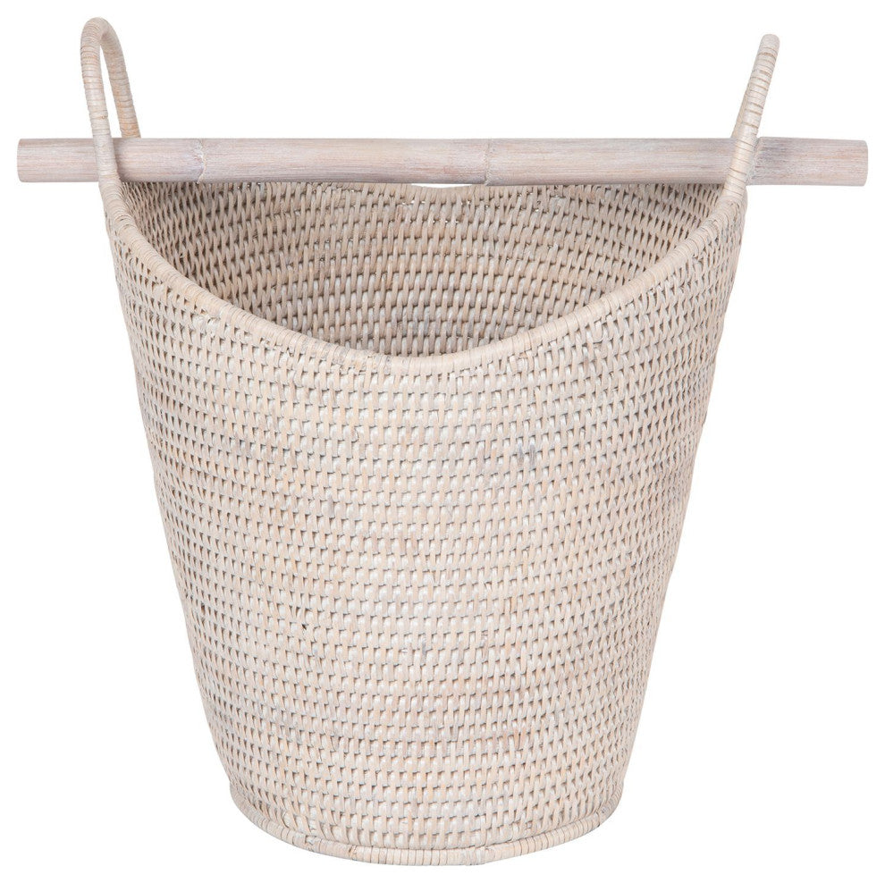 La Jolla Rattan Free Standing Toilet Roll Holder, Dipsenser, White-Wash