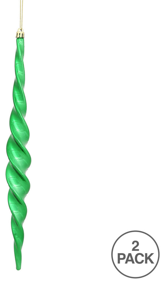 Vickerman N175104D 14.6" Green Shiny Spiral Icicle Christmas Ornament