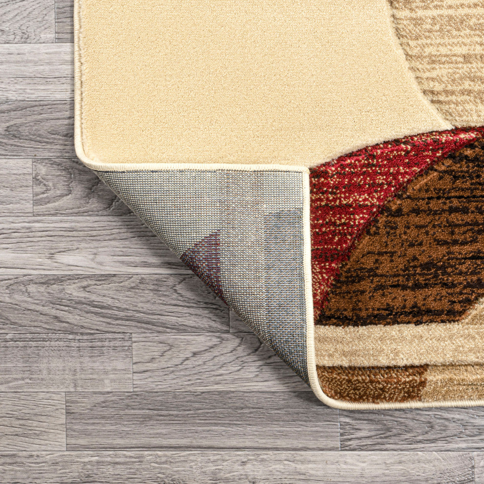 Tamara Retro Abstract Arches Cream/Brown/Red 3 ft. x 5 ft. Area Rug