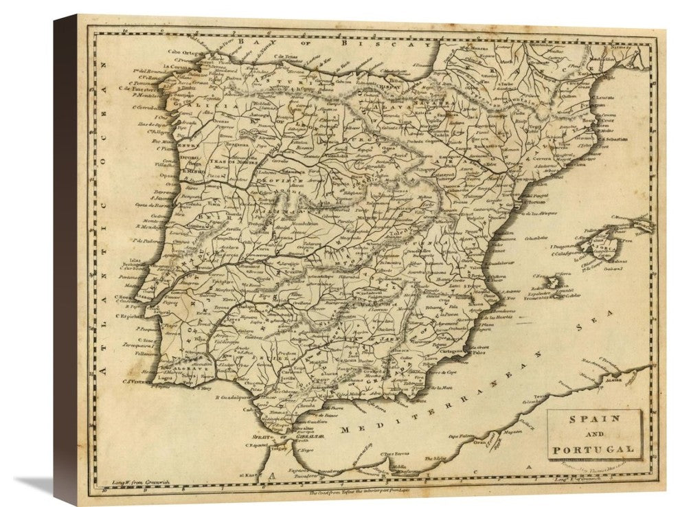 "Spain, Portugal, 1812" Stretched Canvas Giclee by Aaron Arrowsmith, 22"x18"