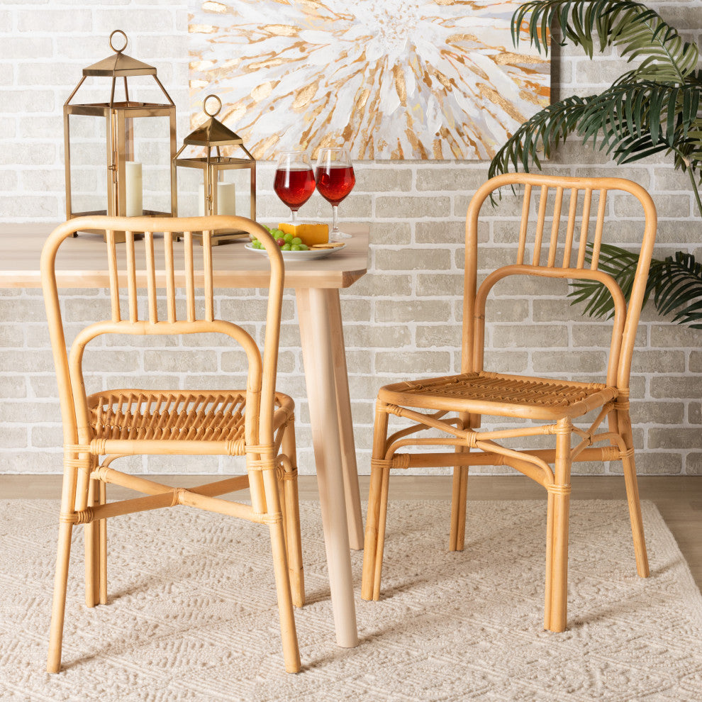 Githa Natural Rattan 2-Piece Dining Chair Set