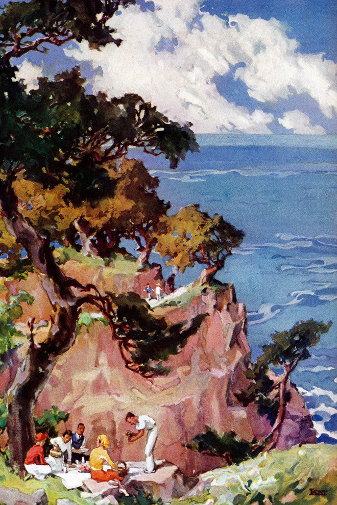 "Oceanside Picnic" Painting Print on Wrapped Canvas