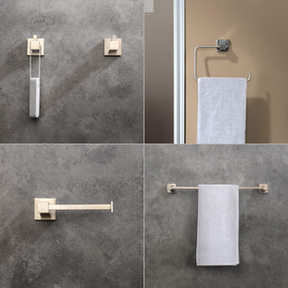 Cube 5-Piece Bathroom Hardware Set, Brushed Nickel