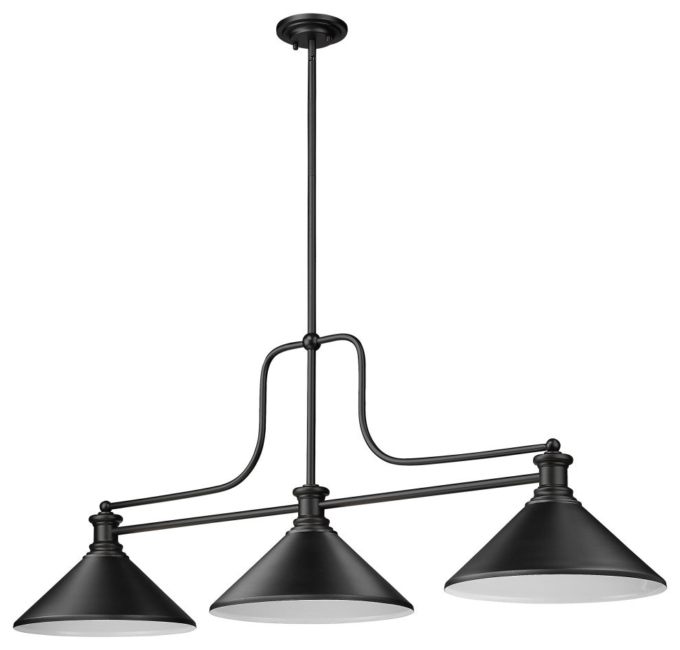 Zlite 725-3MB-MMB 3-Light Billiard, Matte Black