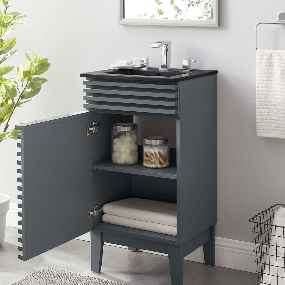 Render 18" Bathroom Vanity, Gray Black