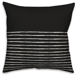 Black and White Sketch Stripes 18x18 Throw Pillow Cover