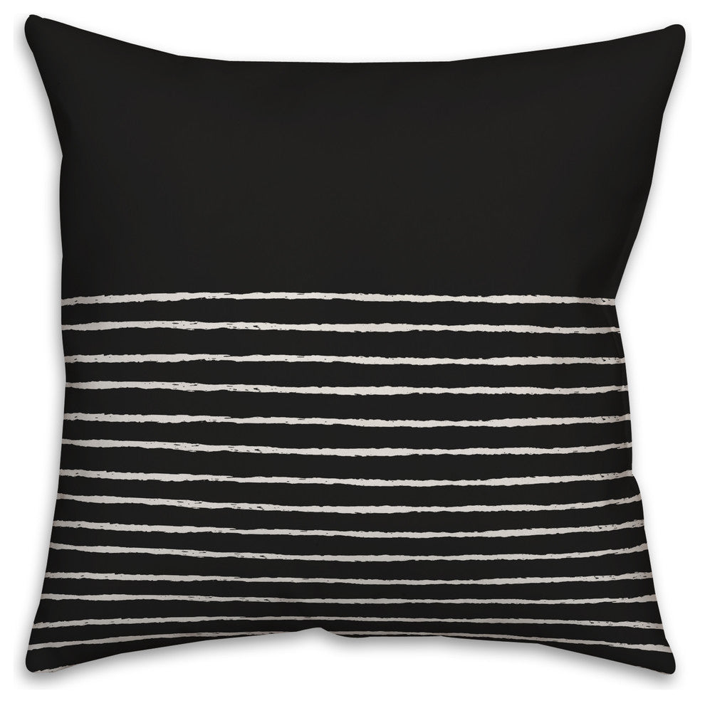 Black and White Sketch Stripes 18x18 Throw Pillow Cover