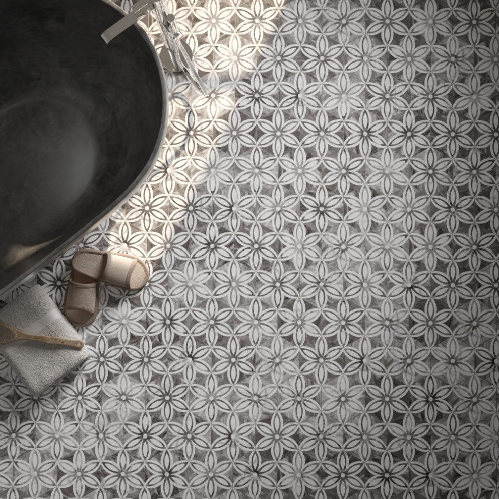 Classico Bardiglio Hexagon Lily Porcelain Floor and Wall Tile