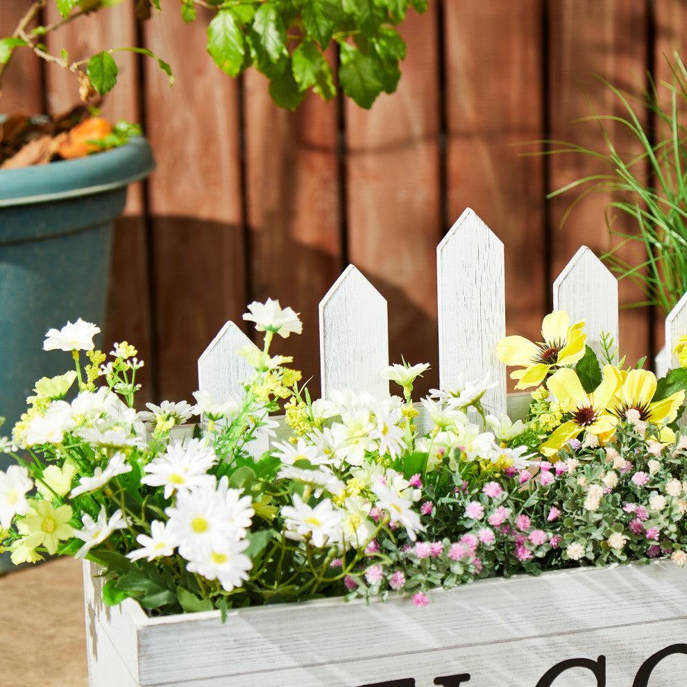 Set of 2 Fence-Inspired Planter Stands, White