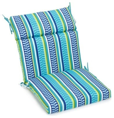 18"x38" Spun Polyester Outdoor Squared Seat/Back Chair Cushion, Pike Azure