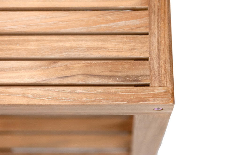 Nordic Style Natural Teak Spa Bench with Shelf, 35"
