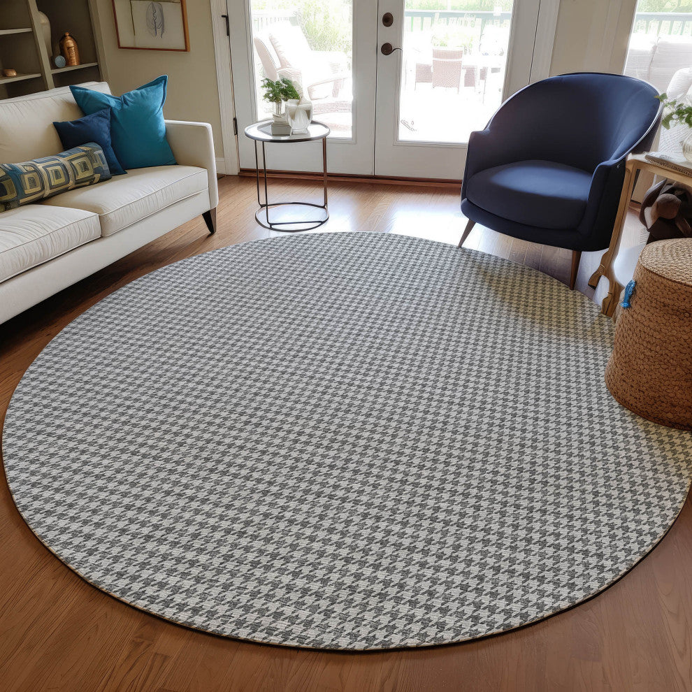 Indoor/Outdoor Hinton HN1 Grey Machine Washable 10' x 10' Rug