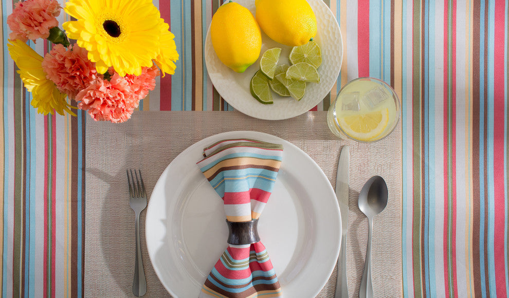 DII Summer Stripe Outdoor Tablecloth 60" Round