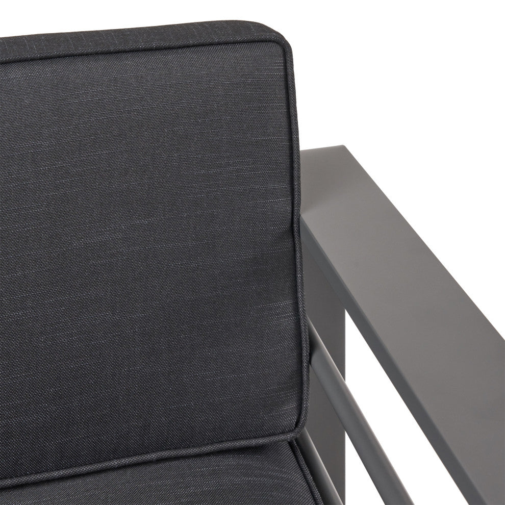 Crested Bay Outdoor Aluminum Loveseat, Gray + Dark Gray