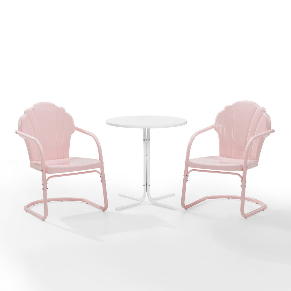 Tulip 3-Piece Outdoor Bistro Set, Pastel Pink Gloss