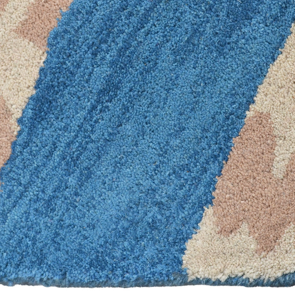 HAND TUFTED WOOL ECO-FRIENDLY AREA RUGS - Round,Blue,Contemporary
