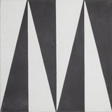 Tiznit, Single Tile, Handmade Cement Tile, White/Black