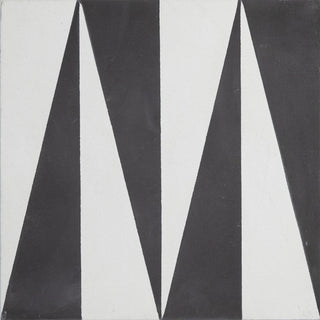 Tiznit, Single Tile, Handmade Cement Tile, White/Black