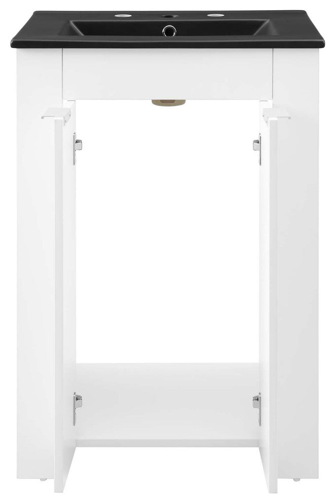 Sink Vanity Cabinet, Melamine, White Black, Modern, Hotel Bedroom Bathroom