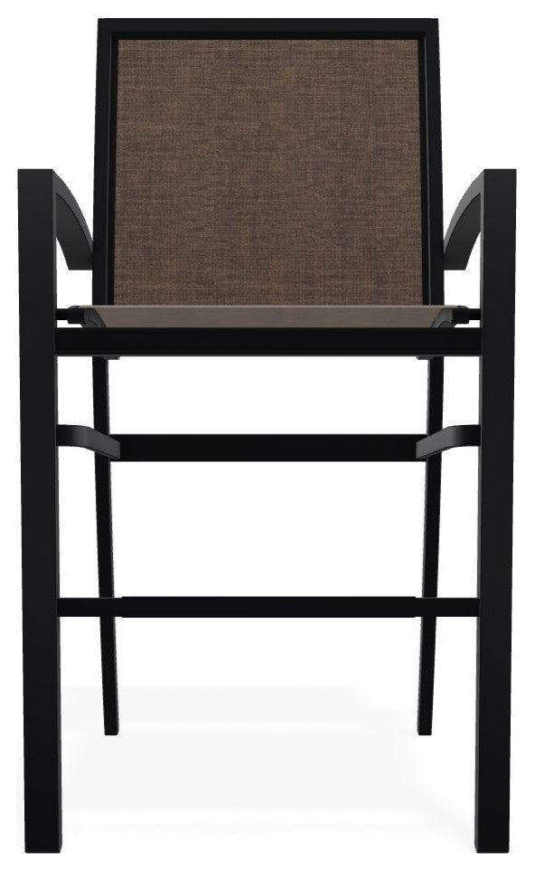 Kendall Sling Bar Height Stackable Outdoor Stool, Mocha/Black