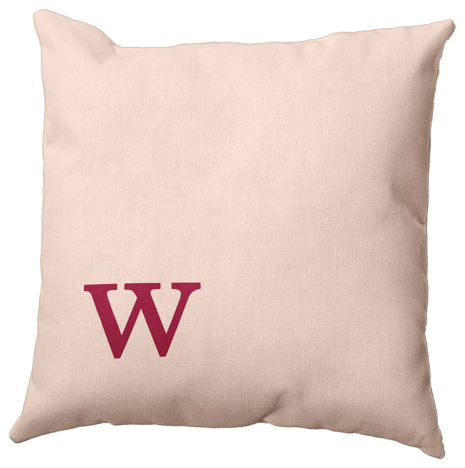 16"x16" Modern Monogram Decorative Throw Pillow, Cranberry