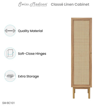 Class 15"Wx60"Hx15"D Linen Cabinet, Oak