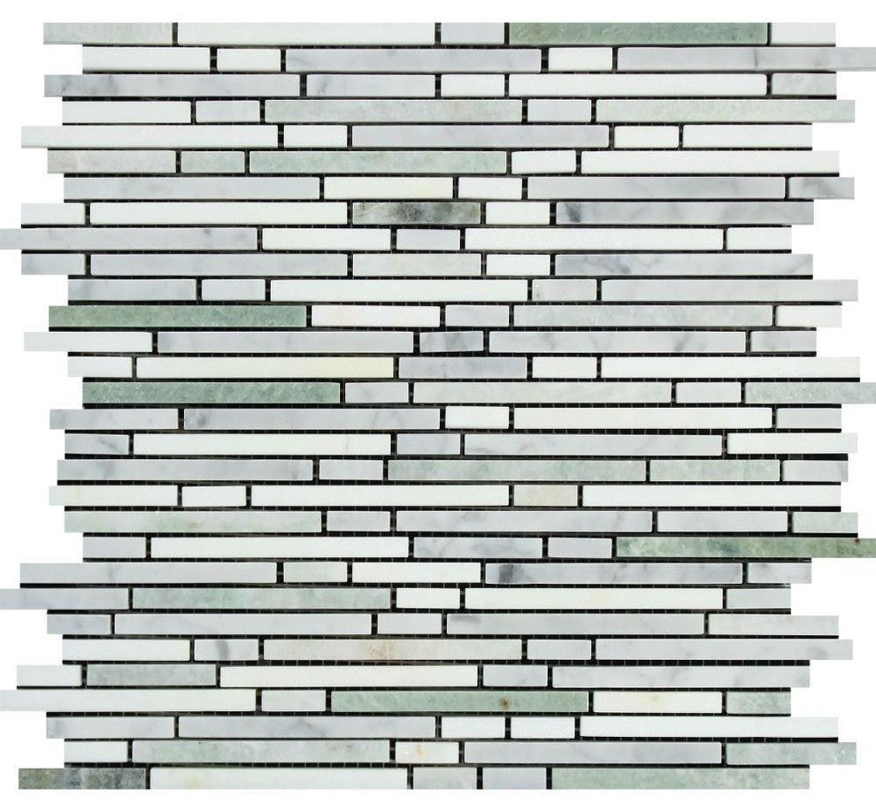 Thassos White Marble Polished ( Thassos +Carrara +Ming-Green ) Bamboo