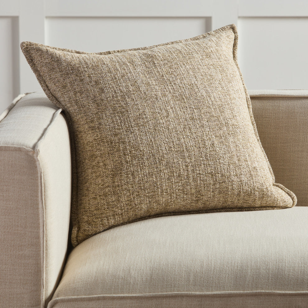 Jaipur Living Enya Solid Brown/Cream Poly Fill Pillow 22" Square